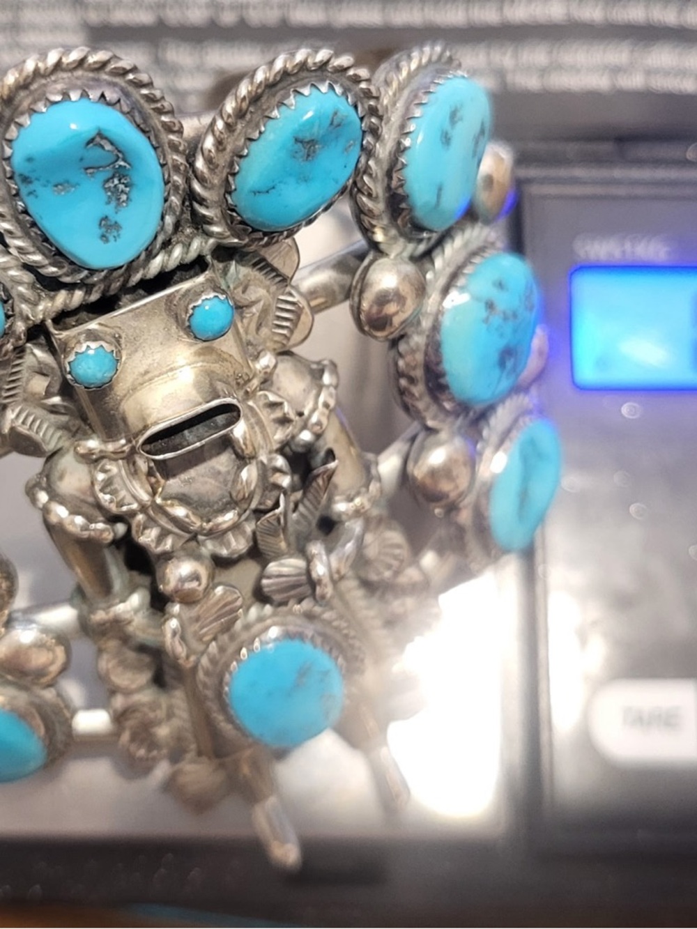 Signed/Sterling Authentic Turquoise Kachina Cuff - Picture 16 of 16